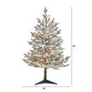 3’ Flocked Fraser Fir Artificial Christmas Tree with 200 Warm White Lights and 481 Bendable Branches