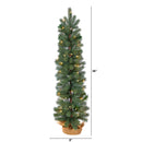 3’ Green Pine Artificial Christmas Tree with 50 Warm White Lights Set in a Burlap Base
