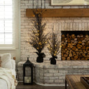 3’ Pre-Lit Halloween Black Twig Artificial Fall Tree in Burlap Planter with 42 Warm White LED Lights