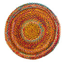 3’ x 3’ Hand Braided Boho Colorful Chindi Round Rug