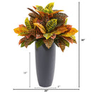 30” Garden Croton Artificial Plant in Gray Planter (Real Touch)