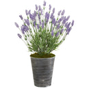30” Lavender Artificial Plant in Black Embossed Tin Planter