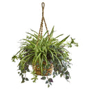 30” Wandering Jew & Spider Artificial Plant in Hanging Basket