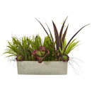 32” Mixed Succulent and Grass Garden Artificial Plant in White Planter