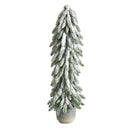 33” Flocked Artificial Christmas Tree in Decorative Planter