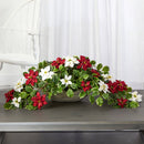 33” Poinsettia and Variegated Holly Artificial Plant in Planter (Real Touch)