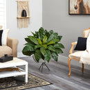 34” Bird’s Nest Fern Artificial Plant in White Planter with Metal Stand