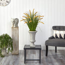 34” Onion Grass Artificial Plant in Sand Colored Urn