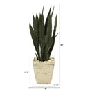 34” Sansevieria Artificial Plant in Country White Planter