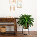 35” Artificial Boston Fern in Brass Metal Planter with Stand