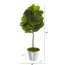 3.5’ Fiddle Leaf Artificial Tree in Tin Bucket (Real Touch)