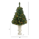 3.5’ Northern Rocky Spruce Artificial Christmas Tree with 50 Clear Lights and 154 Bendable Branches in Sand Colored Urn