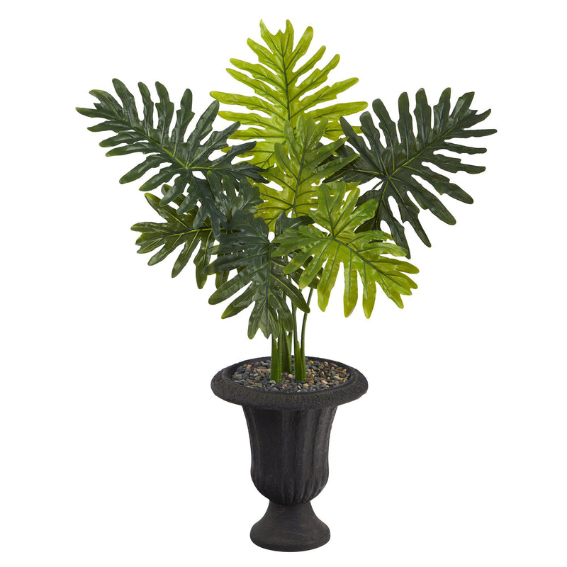 philodendron in charcoal 3.5' Philodendron Artificial Plant in Charcoal Urn (Real Touch)