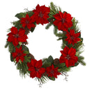 36” Poinsettia and Pine Wreath