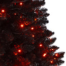 4’ Black Halloween Artificial Christmas Tree in Urn with 100 Orange LED Lights