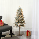 4’ Flocked Alpine Artificial Christmas Tree with 100 Lights and 260 Bendable Branches