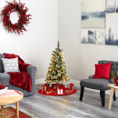 4’ Frosted Swiss Pine Artificial Christmas Tree with 100 Clear LED Lights and Berries