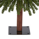 4’ Grand Alpine Artificial Christmas Tree with 100 Clear Lights and 361 Bendable Branches on Natural Trunk