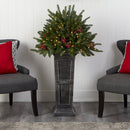 4' Holiday Christmas Tree Plant Pre-Lit and Glittered on Pedestal with 150 Multicolored LED lights