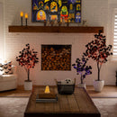 4' Pre-Lit Artificial Halloween Black Eucalyptus Tree with 160 Orange & Purple LED Lights