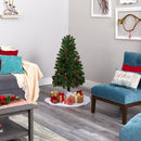 4' Rocky Mountain Spruce Artificial Christmas Tree with Pinecones and 70 Warm White LED Lights