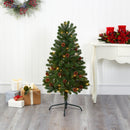 4' Rocky Mountain Spruce Artificial Christmas Tree with Pinecones and 70 Warm White LED Lights
