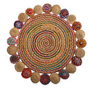 4’ x 4’ Hand Braided Colorful Chindi Jute Mandala Round Rug