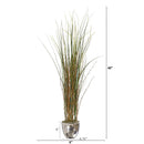 40” Grass and Bamboo Artificial Plant in Designer Silver Bowl