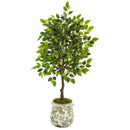 40” Mini Ficus Artificial Tree in Floral Planter