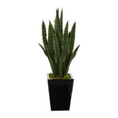 40” Sansevieria Artificial Plant in Black Metal Planter