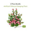 41" UV Resistant Artificial Hibiscus Hanging Plant (Indoor/Outdoor) - Set of 2