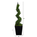 44” Cypress Spiral Topiary Artificial Tree in Black Metal Planter