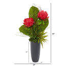44” Musella, Succulent and Grass Artificial Plant in Gray Planter