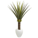 4.5' Agave Artificial Plant in White Planter