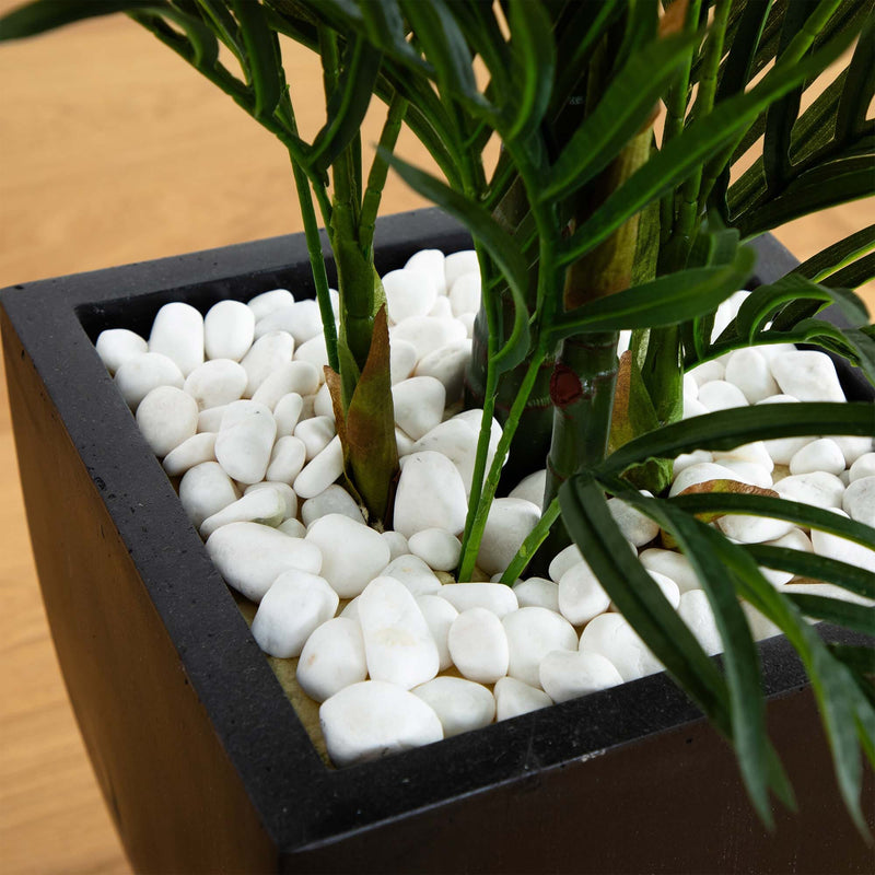 outdoor palm tree planter 4.5' Areca Palm Tree with Black Wash Planter UV Resistant (Indoor/Outd