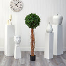 4.5’ English Ivy Single Ball Artificial Topiary Tree with Natural Trunk UV Resistant (Indoor/Outdoor)