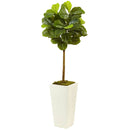 4.5’ Fiddle Leaf Fig Tree in White Planter (Real Touch)