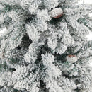 4.5’ Flocked Livingston Fir Artificial Christmas Tree with Pine Cones and 150 Clear Warm LED Lights in Charcoal Urn