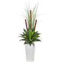 4.5’ Giant Agave Succulent Artificial Plant in White Planter