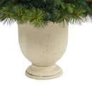 4.5’ North Carolina Mixed Pine Artificial Christmas Tree with 130 Warm White LED Lights, 459 Bendable Branches and Pinecones in Decorative Urn
