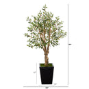 4.5’ Olive Artificial Tree in Black Metal Planter