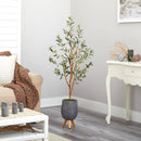 4.5’ Olive Artificial Tree in Gray Tripod Planter