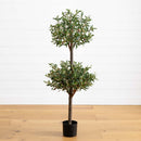 4.5' Olive Double Topiary Silk Tree