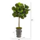 46” Fiddle Leaf Artificial Tree in Vintage Metal Planter (Real Touch)