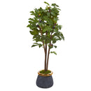 46” Fig Artificial Tree in Planter with Brass Trimming