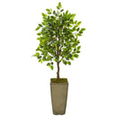 46” Mini Ficus Artificial Tree in Green Planter