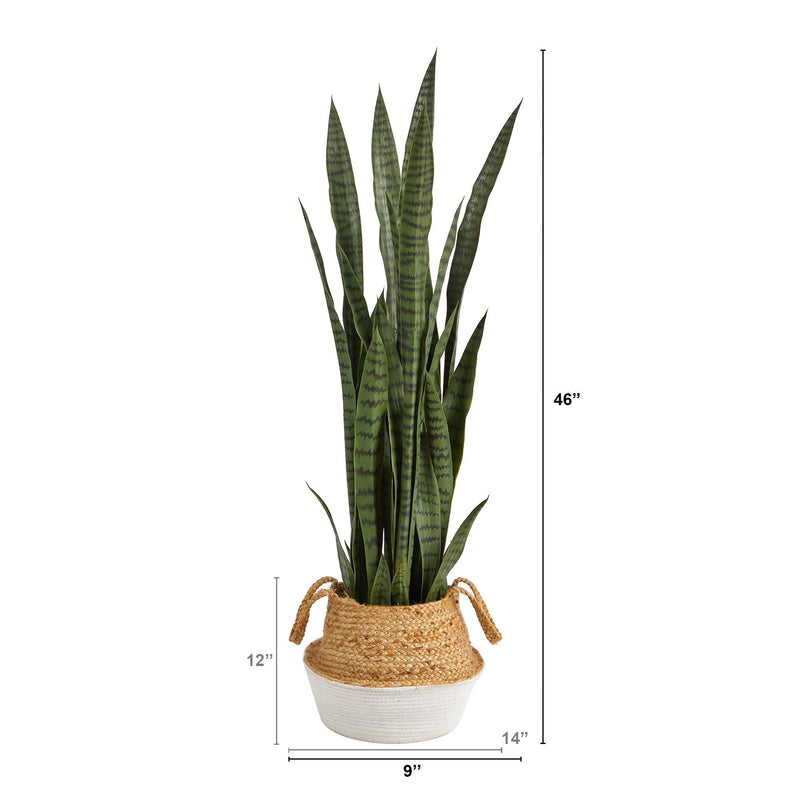 sansevieria fake plant 46” Sansevieria Artificial Plant in Boho Chic Handmade Cotton & Jute W