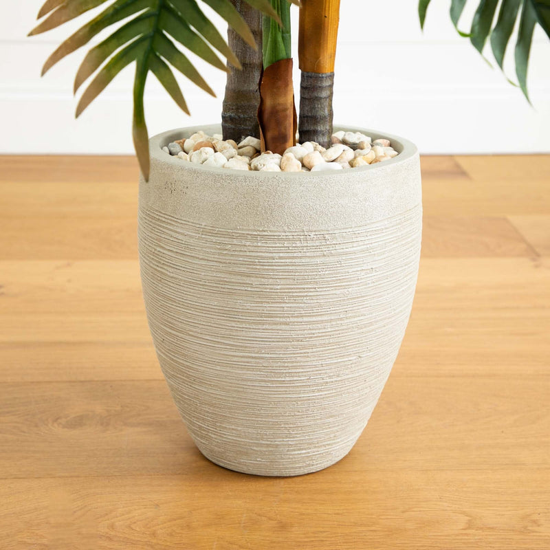 Nearly Natural 5 ft. Real Touch Artificial Areca Palm Tree in Sand-Colored Planter