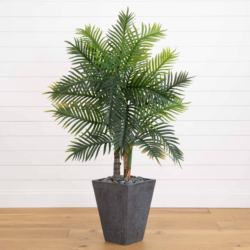 nearly natural areca palm tree Nearly Natural 5.5-ft Areca Palm Artificial Tree in Slate Finished Planter (Real Touch)