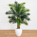 5’ Areca Palm Artificial Tree in White Planter (Real Touch)